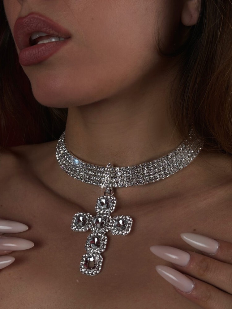 CHOKER WITH STRASS CROSS -...