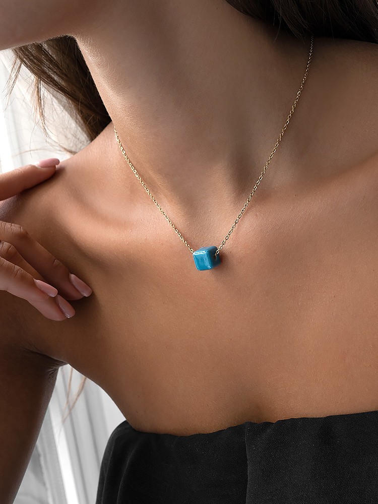 BLUE CUBE NECKLACE