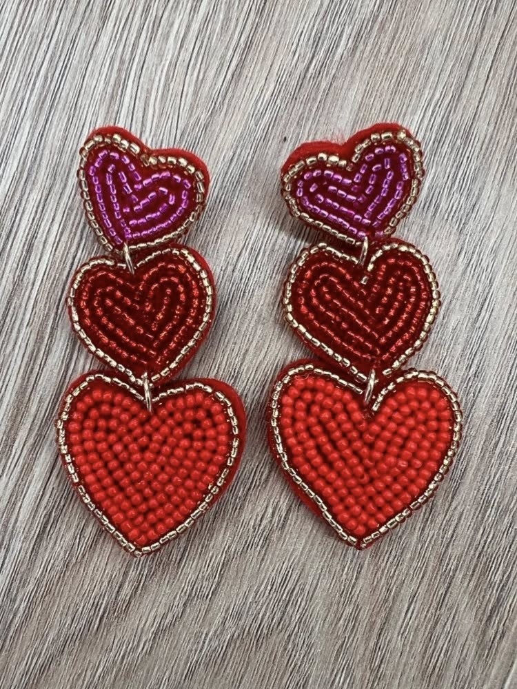 HEART EARRINGS - THREE HEARTS