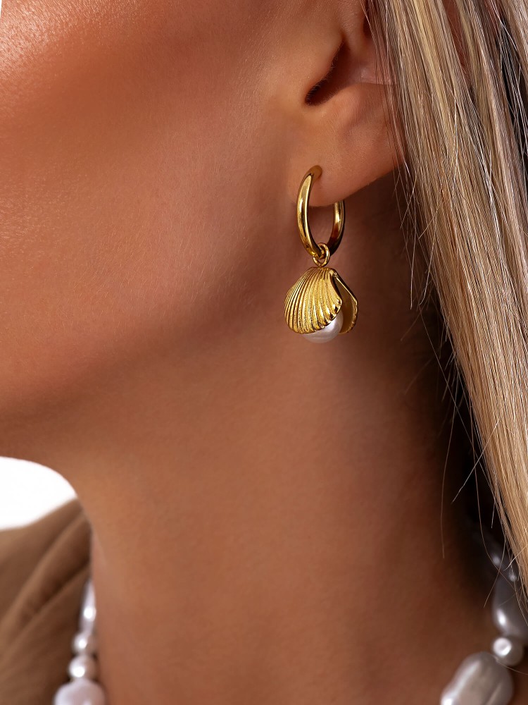 EARRINGS SEASHELL WITH...