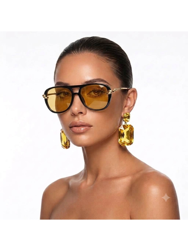 ANNAKEY BEATRICE BLACK YELLOW LENS SUNGLASSES